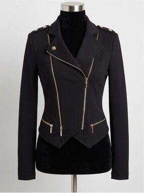 UK2LA Black Asymmetric Moto-Style Jacket